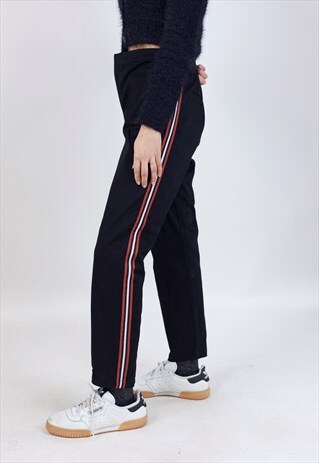 VINTAGE 90S BLACK RED/WHITE STRIPE DRESS PANTS