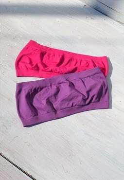 Deadstock 2 pink and purple stretch tube tops.