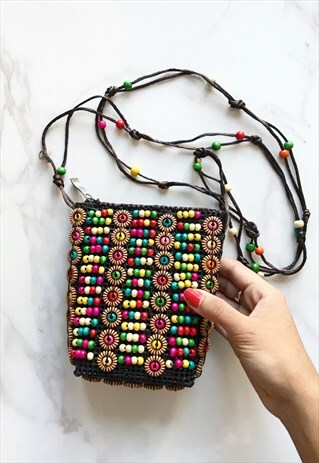 BOHEMIAN RAINBOW BEADS MINI CROSSBODY BAG