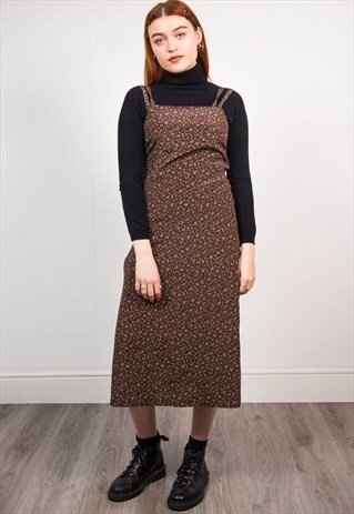 VINTAGE 90'S MIDI DRESS FLORAL STRAPPY