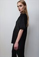 SHOULDER PADDED POLO SHIRT SHORT SLEEVE TEXTURED BLOUSE CHEC