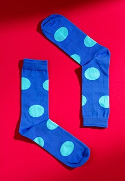 Soft blue polka dot Egyptian cotton men's socks