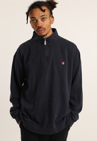 VINTAGE FILA EMBROIDERED LOGO 1/4 ZIP SWEATSHIRT