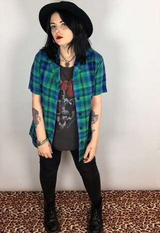 VINTAGE 90'S CHECKED PRINT BLOUSE SIZE 10