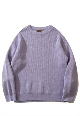 Neutral colour everyday solid sweater knitwear jumper purple