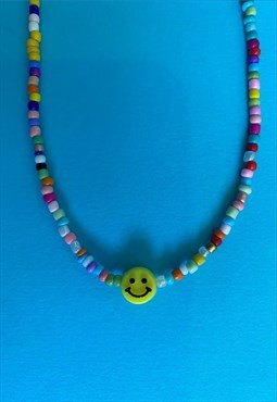Smiley Bead Necklace - Yellow
