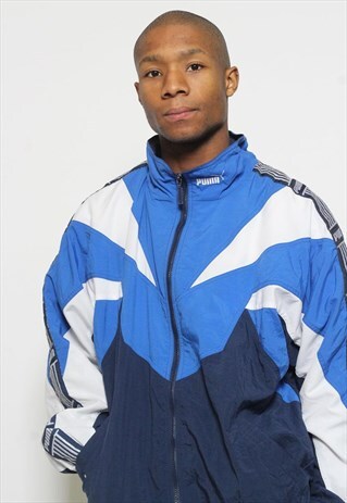 VINTAGE PUMA TAPE LOGO TRACK JACKET BLUE