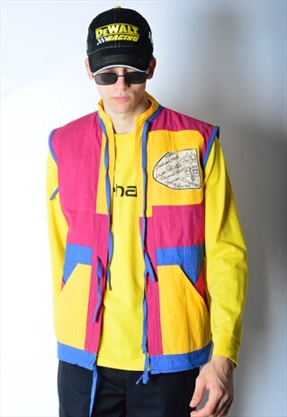 VINTAGE 80S COLOUR BLOCK REVERSIBLE VEST
