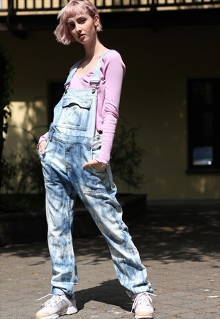 VINTAGE 90'S TIE DYE DENIM DUNGAREES