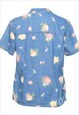 VINTAGE LIZ CLAIBORNE FLORAL DENIM SHIRT - M