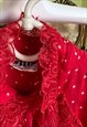RUFFLE RED POLKA DOT TOP WITH LACE JABOT AND PUFFY SLEEVES