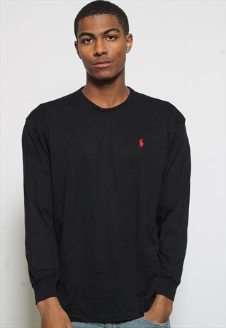 VINTAGE RALPH LAUREN LOGO LONG SLEEVED T-SHIRT BLACK