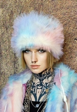 Faux fur headband luxury fleece head cover in pastel pink