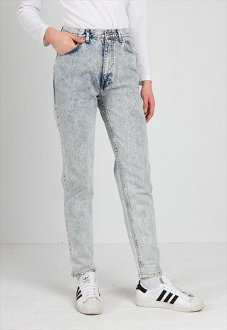 VINTAGE BLUE JORDACHE ACID WASHED DENIM JEANS