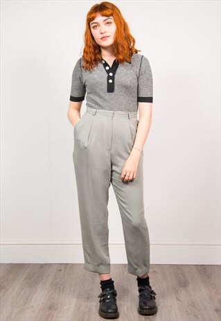 VINTAGE 90'S PALE GREEN HIGH WAIST SMART TROUSERS