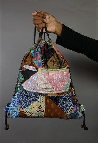 BRAND NEW PATTERNED PATCHWORK DRAWSTRING RUCKSACK BAG