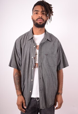 RALPH LAUREN MENS VINTAGE SHIRT XL BLACK CHECK 90S