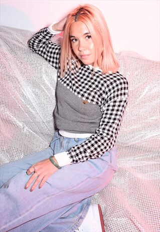 VINTAGE GIORGIO ARMANI BLACK AND WHITE CHECK JUMPER