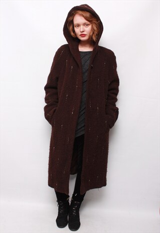 VINTAGE 90' AMAZING BROWN WINTER COAT WITH HOOD