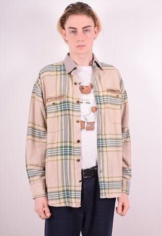 MENS VINTAGE FLANNEL SHIRT LARGE MULTI 90S