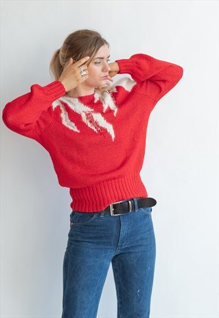VINTAGE 80S PARIS CHIC JUMPER IN POWER SHOULDER