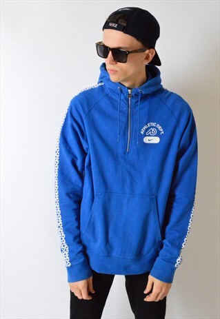 VINTAGE 90S BLUE NIKE 1/3 ZIPPER HOODIE JACKET