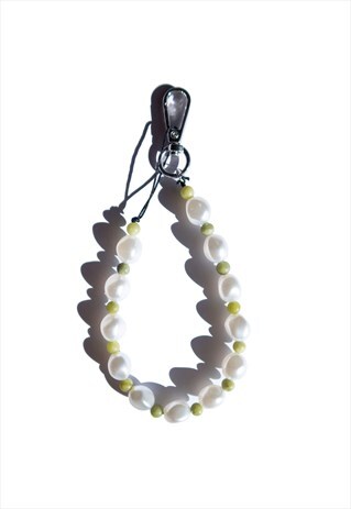 PEARLY JADE STONE BEADED PHONE CHARM
