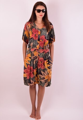 VINTAGE JUMPSUIT WITH TROPICAL PRINT (464)