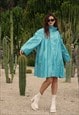 VINTAGE 90'S ATLANTIC BEACH TURQUOISE RAINCOAT FULL ZIP