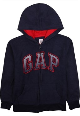 Vintage 90's Gap Fleece Jumper Spellout Full Zip Up Navy