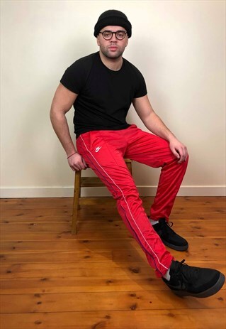 VINTAGE 90S NIKE TRACK PANTS RED