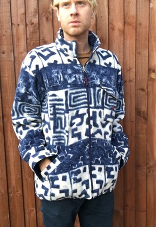 VINTAGE FLEECE JACKET WINTER AZTEC TRIBAL JUMPER
