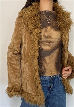 Y2k Vintage Afghan Faux Fur Coat