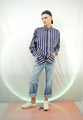 VINTAGE STRIPED BLUE SHIRT / UNISEX