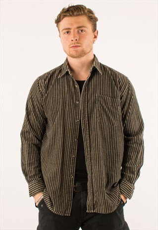 VINTAGE GREY STRIPED CORDUROY SHIRT