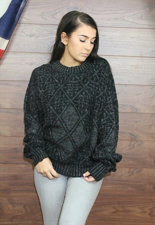VINTAGE OVERSIZED ICELANDIC,PATTEREND,COSY KNIT JUMPER, L