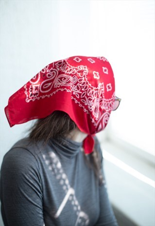VINTAGE 90'S RED PATTERNED SCARF
