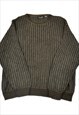 Vintage Knitted Jumper Retro Pattern Brown Large