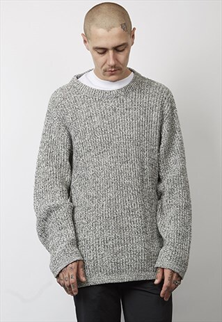 VINTAGE 90'S LEE WHITE/BLACK SPECKLED CHUNKY KNIT JUMPER