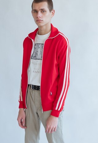VINTAGE 70S RED ZIP UP SPORTS JACKET