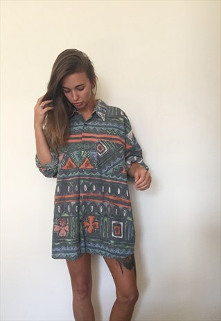 CRAZY PATTERNED VINTAGE RETRO FESTIVAL OVERSIZED SHIRT