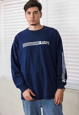 VINTAGE ADIDAS T-SHIRT LONG SLEEVE LOGO 90S XL 11.2
