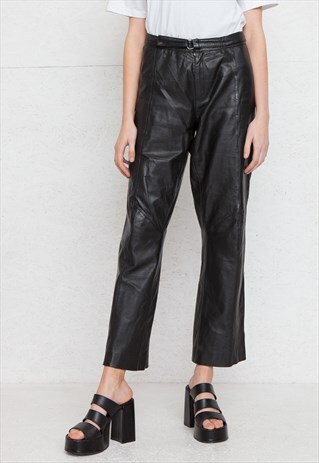 VINTAGE BLACK LEATHER TROUSERS BOTTOMS