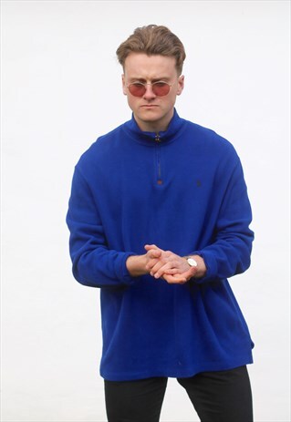 RALPH LAUREN 1/4 ZIP USA SAPPHIRE BLUE SWEATSHIRT