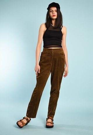 80'S RETRO CORDUROY HIGH WAIST FESTIVAL TROUSERS