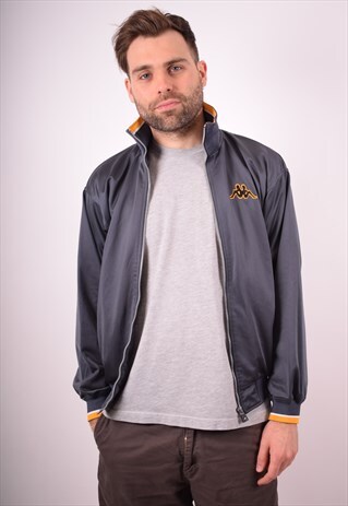 KAPPA MENS VINTAGE TRACKSUIT TOP JACKET MEDIUM GREY 90S