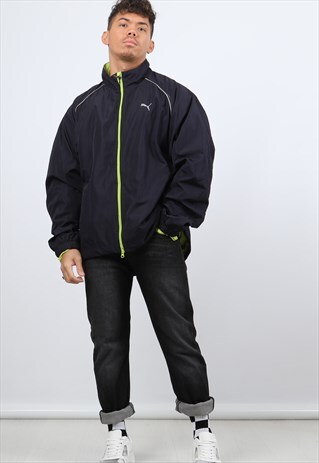 VINTAGE PUMA XXL NAVY WINDBREAKER JACKET