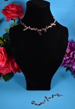 Vintage Brown and Silver Necklace and Bracelet 