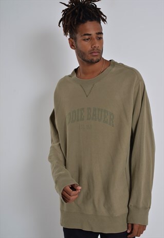 VINTAGE EDDIE BAUER CREW NECK SPELLOUT SWEATSHIRT GREEN