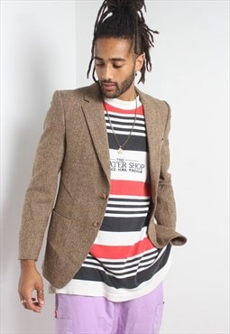 Vintage 80's Tweed Suit Jacket Blazer Brown 38'